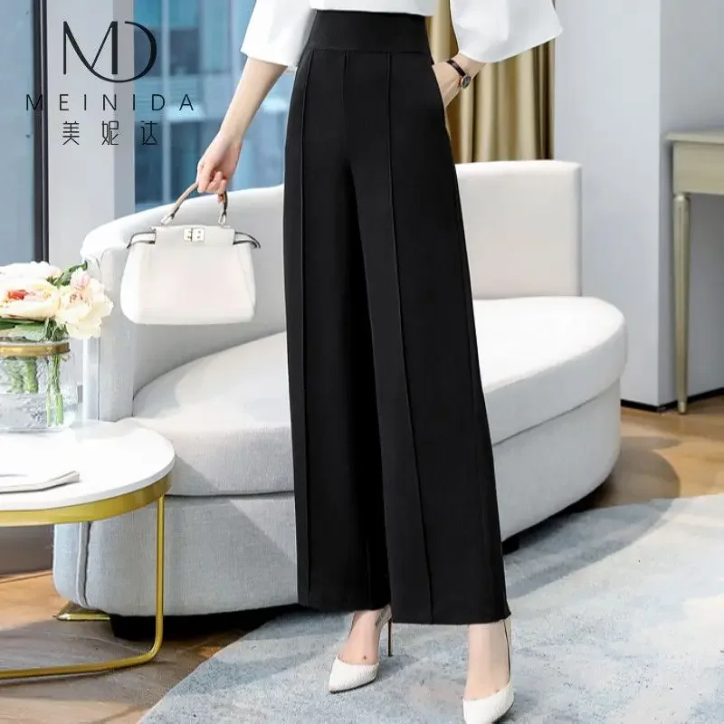 

Women Chic Straight Pants Fashion Vintage Office Wear Ladies Trousers High Waist Korean 2024 Spring Autumn Wide Leg Female Z28