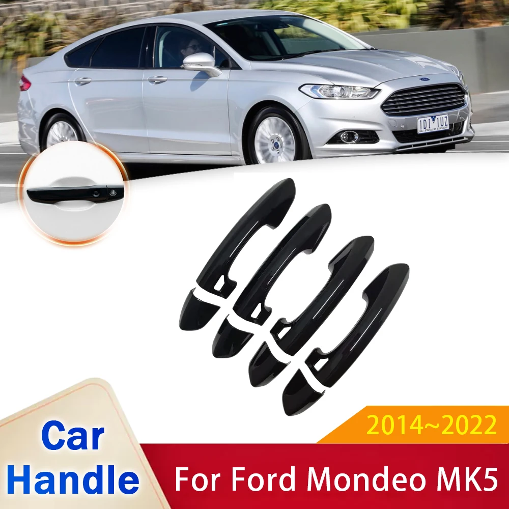 

for Ford Mondeo Fusion 5 MK5 CD391 2014~2022 Gloss Black Smart Door Handle Cover Stickers Trim Car Protective Film Accessories