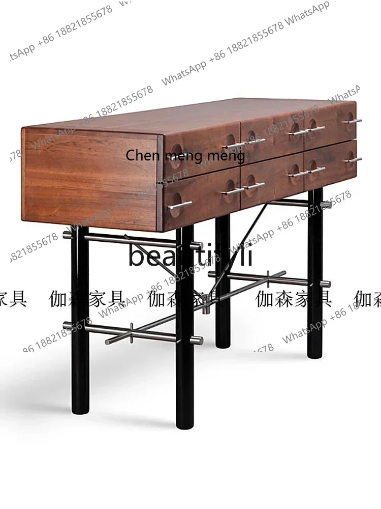 

2003Nordic entrance table French solid wood stainless steel case few light luxury storage storage display cabinet