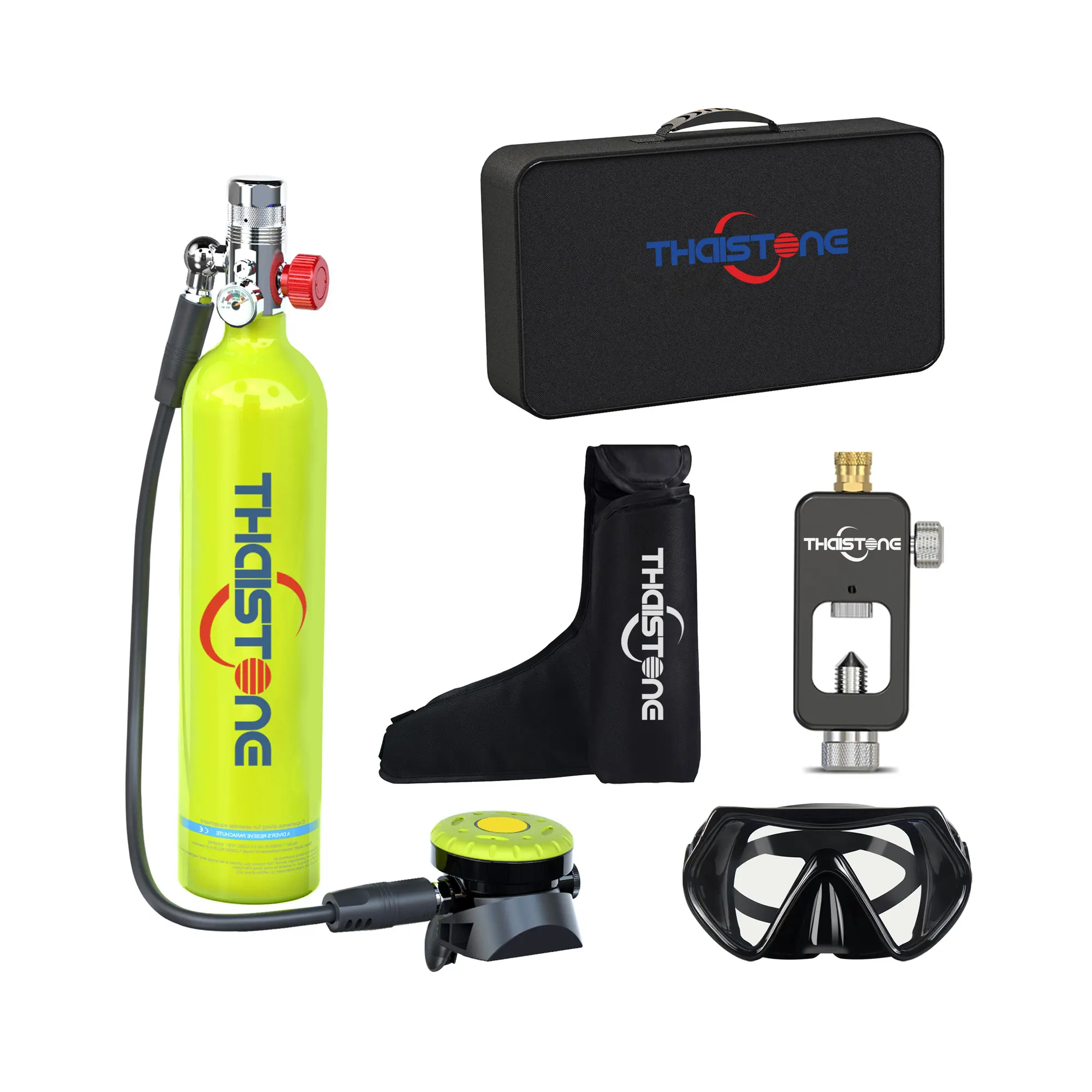 

THAISTONE Colorful 1L Snorkeling Oxygen Cylinder Scuba Diving Tank Underwater Breath Air Tank with Diving Mask Scuba Diving Equi