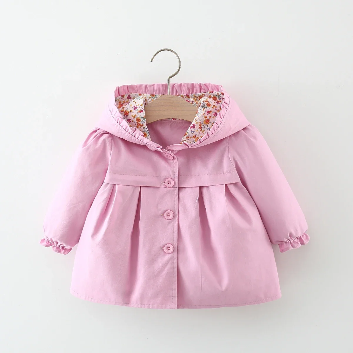 Newborn Baby Girl Clothes Spring And Autumn Solid Color Baby Girl Coat Simple Girl\'S Windbreaker