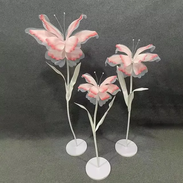 3 Stück Künstliche Schmetterlings-Gazeblumen für Hochzeiten im Freien, Dekoration für Zuhause, Events, Partys und Fenstergestaltung – Detail 7