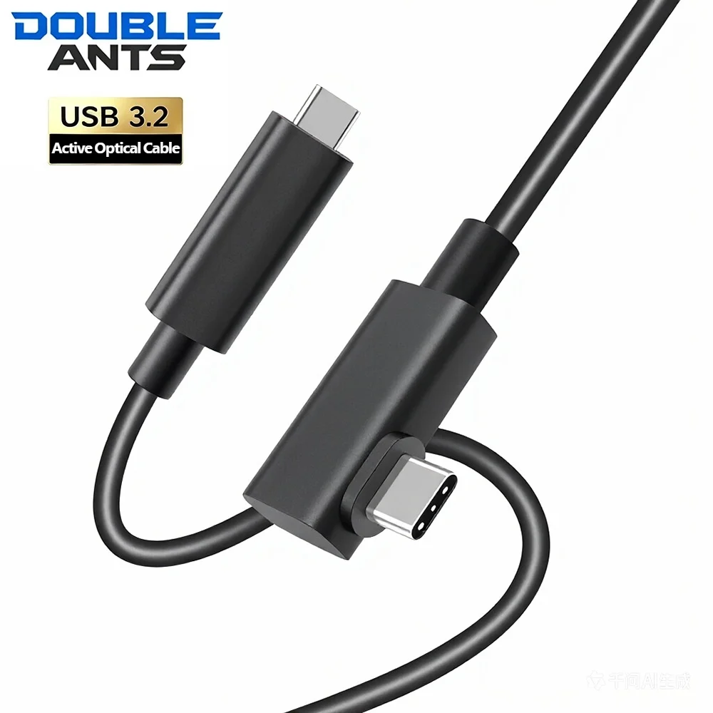90 Degree USB 3.2 VR Link Fiber Optic Cable 10Gbps USB-C to USB-C Optical Cable for VR Quest 2/3 PICO Charging & Data Transfer