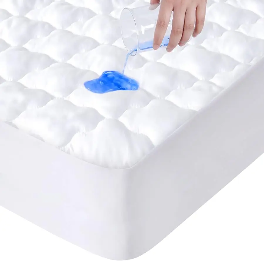 

Full Size Mattress Protector Pad Waterproof Quilted, Breathable & Cooling Full Mattresses Pad Co er Fitted for Double Bed with D