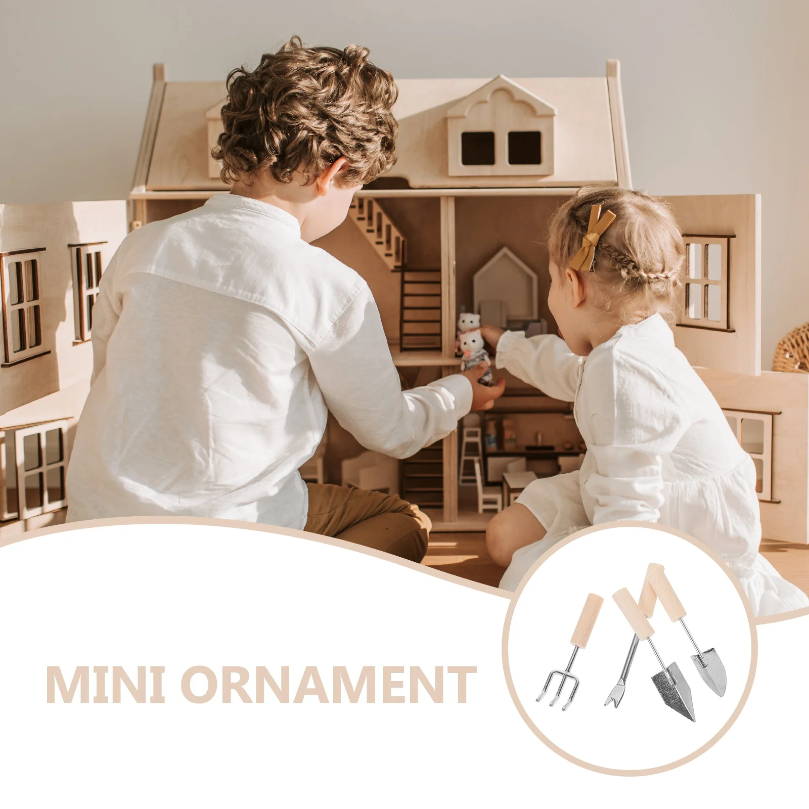 

1Set Miniature Gardening Tools Alloy Durable Sand Rake Shovel for Dollhouse Garden Decoration Gardening Tool Toys