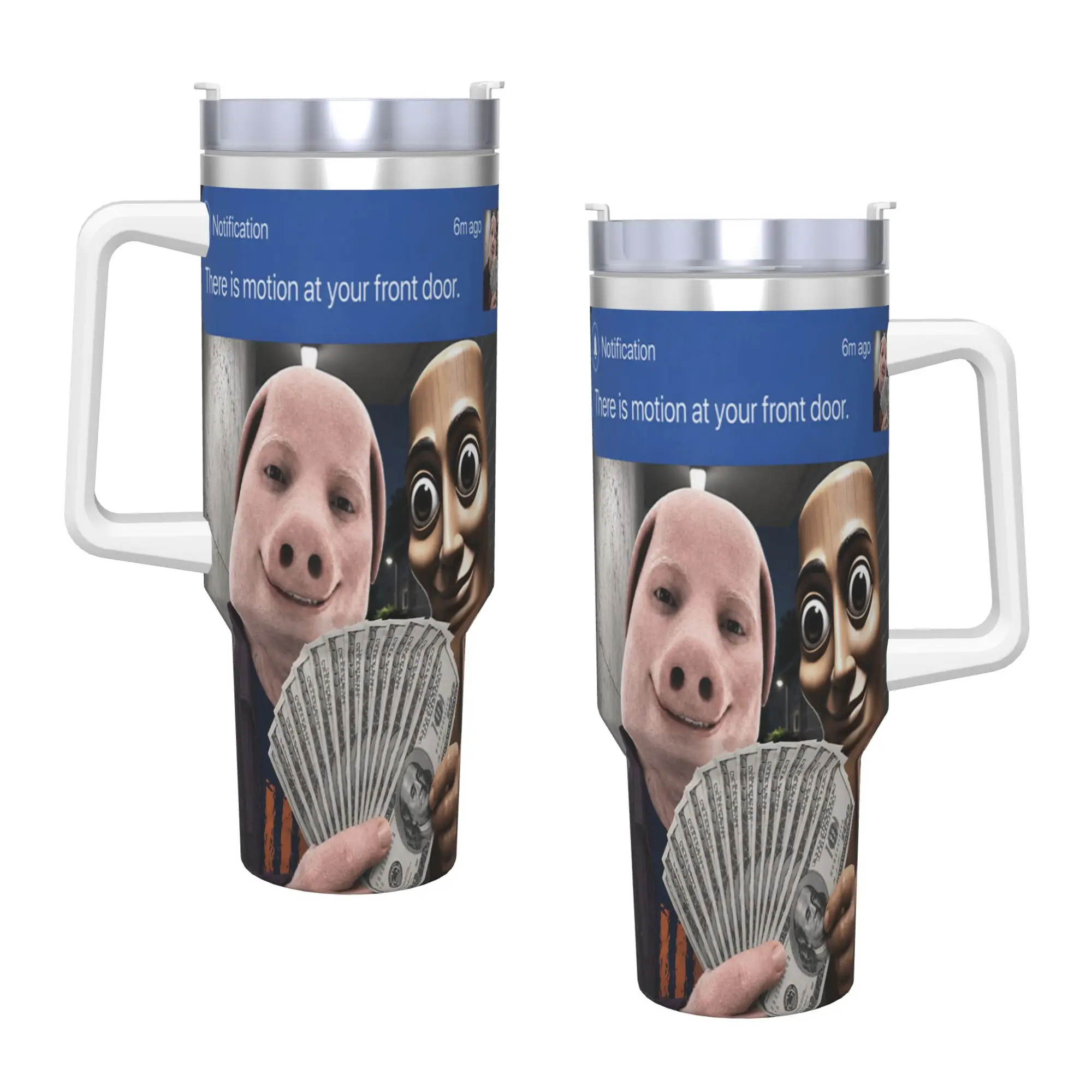 John Pork and Tung Tung Tung Sahur Front Door Motion Tumbler  Cold and Hot Water Bottle Keep Heat Stainless Steel Thermal Cups