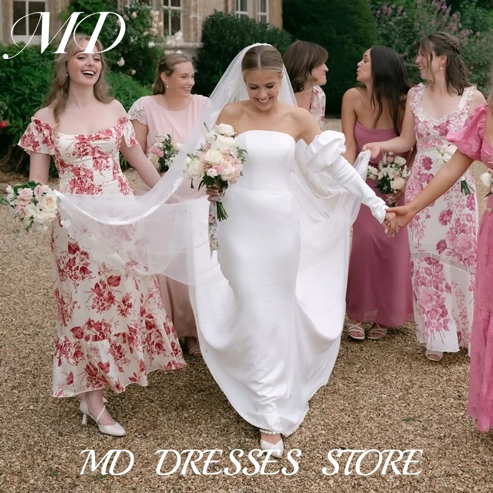 

MD Elegant Strapless Mermaid Wedding Dress Glove Matte Stain Button Bridal Gown Vestidos De Novia Court Train Customized 2025