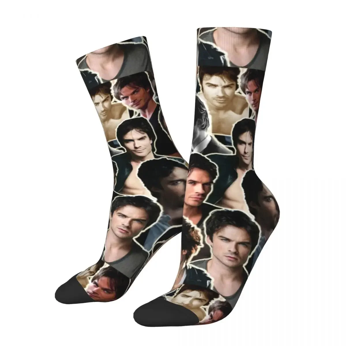 

Winter Breathable Cool Men's Women's Ian Somerhalder Collage Damon Socks Breathable Skateboard Socks