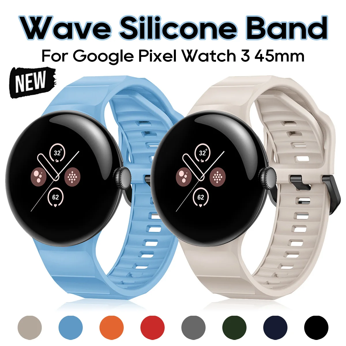 

Sofe Silicone Bands Compatible for Google Pixel Watch 3 45mm Silicone Sport Man Women Strap for Pixel Watch 3