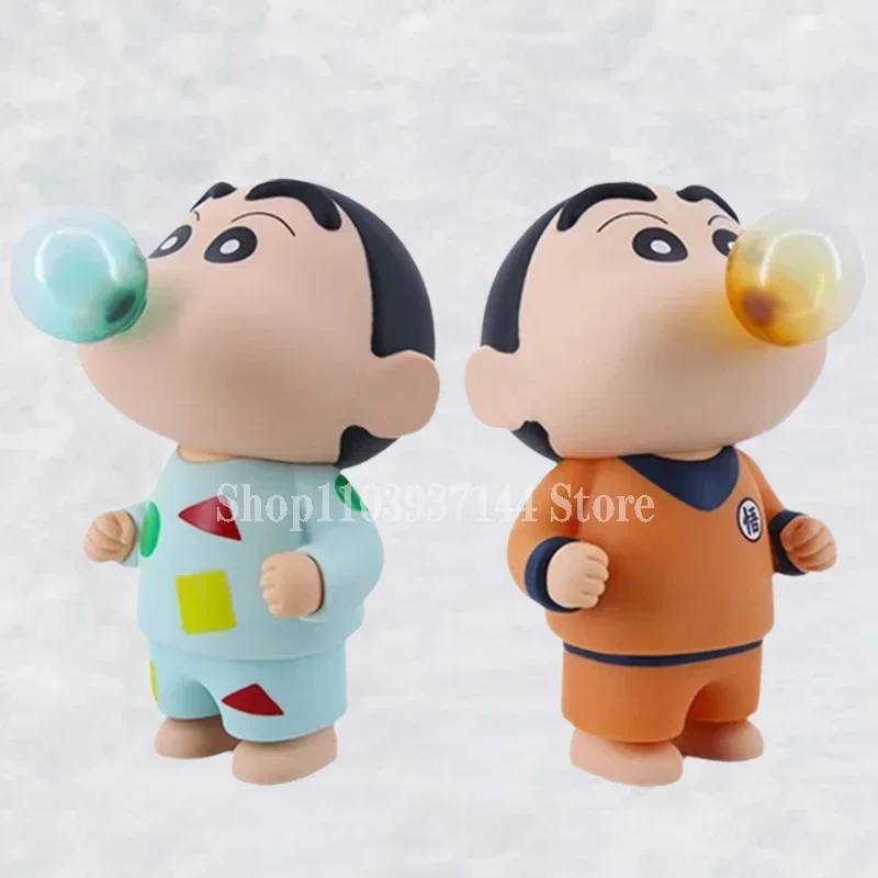 

18.5cm Cartoon Shin Chan Figures Spits Bubbles Shinnosuke Toys Crayon Kawaii Nohara Figure Decorations PVC Cute Creative Dolls