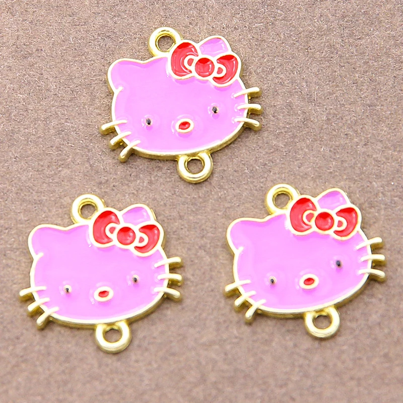 10pcs/lot Fashion  Enamel Color Cat Moon Sun Flower Connector Charms Pendant DIY Necklaces Earrings for Jewelry Making Accessori