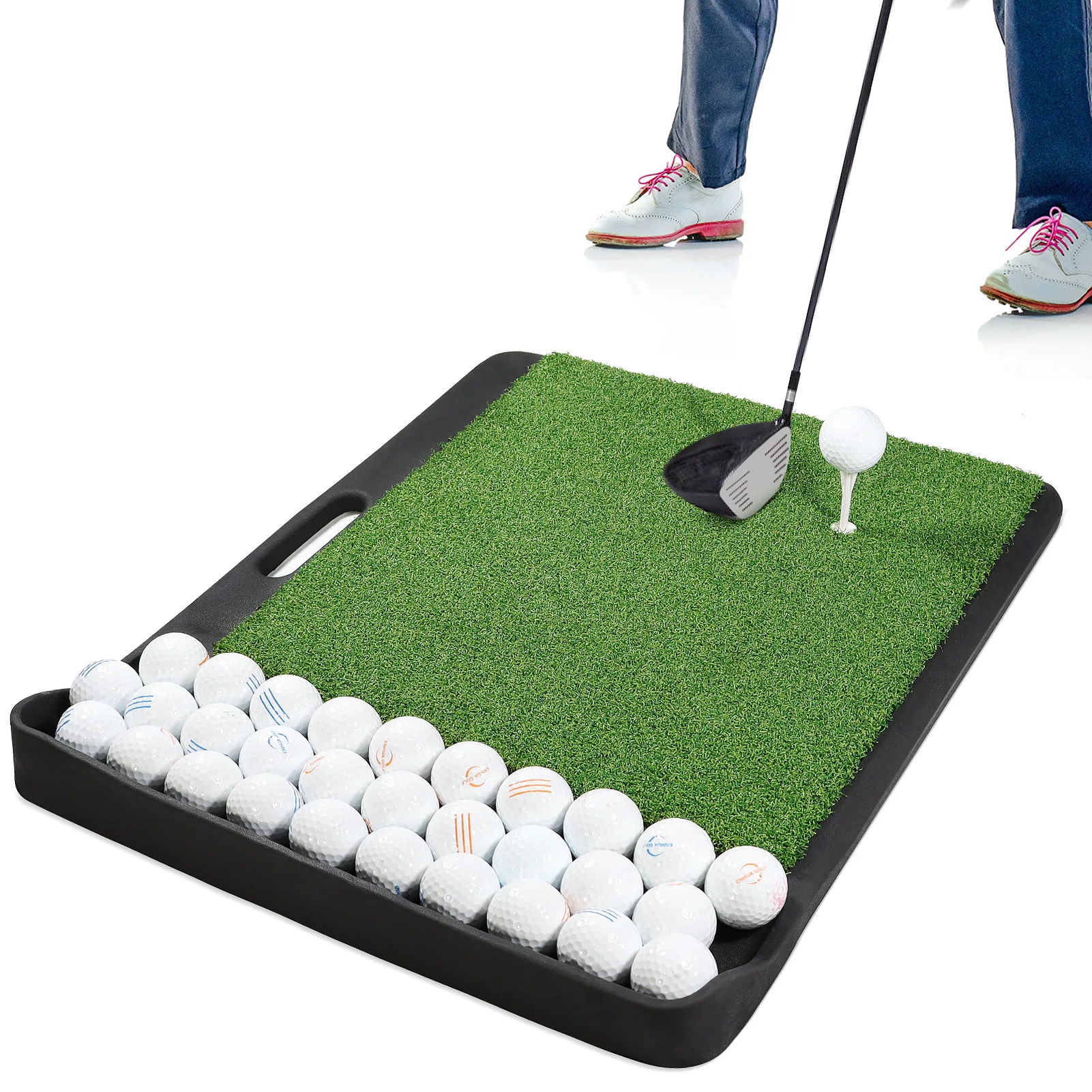 Golf swing practitioner portable hitting training mat