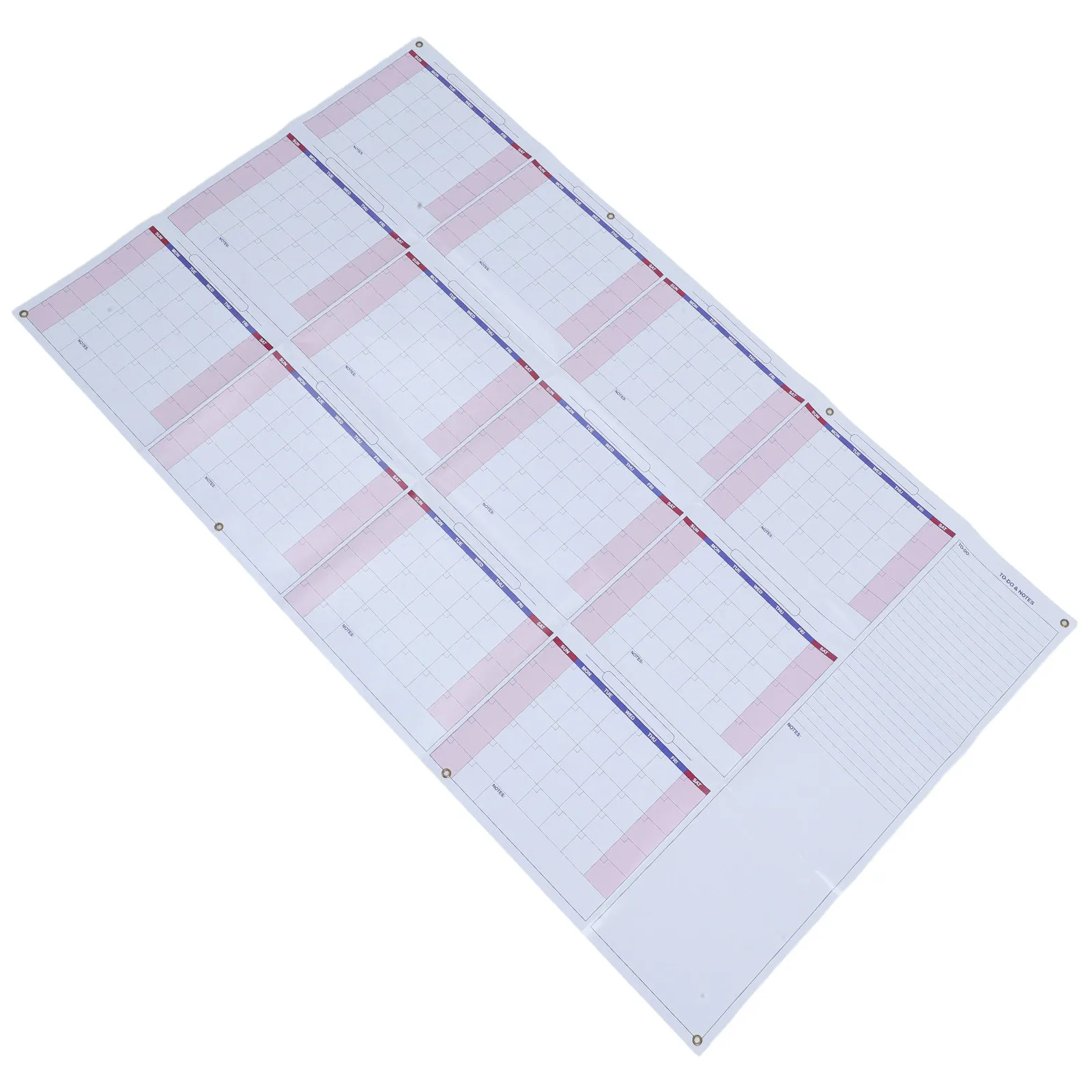 

1Set Yearly Dry Erase Wall Calendar 12 Month Undated Large Format Clear Bright Background Ample Writing Space Home Office School