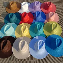 Suède Fedora Multi-Color Perzik Hart Top 9.5Cm Rand Heren En Dames Jazz Hoed Kerk Mubrero Mujer Шляпа Женская