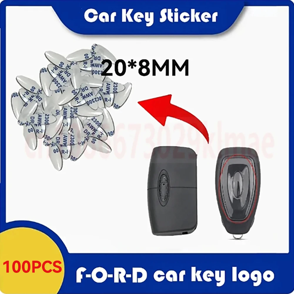 

100pcs/Lot 20*8MM Car Key Sticker Badge Emblem For Ford Focus Mendeo Fiesta C Max S Max Remote Control