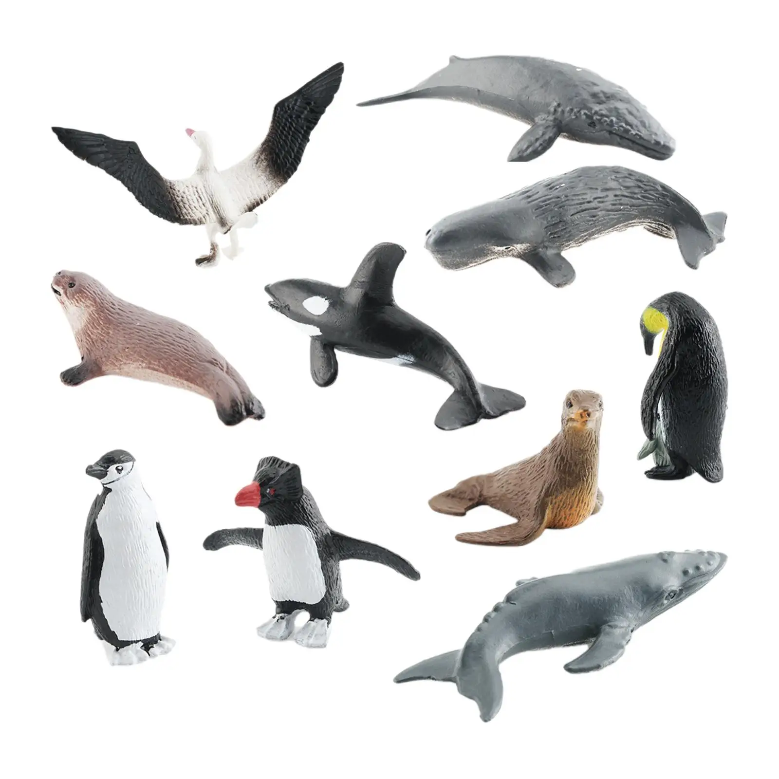 10 Pieces Antarctic Animal Playset Sea Animal Figures for Desktop Decor Party