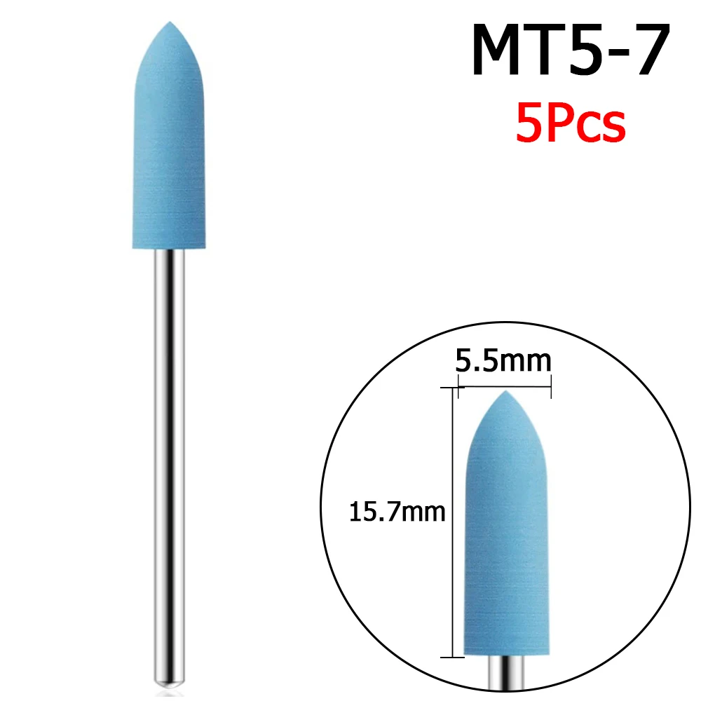 

AG 5Pcs Dental Bits Rubber Silicon Nail Drill Milling Cutter for Manicure Bit Flexible Polisher Machine Electric Nail File Art