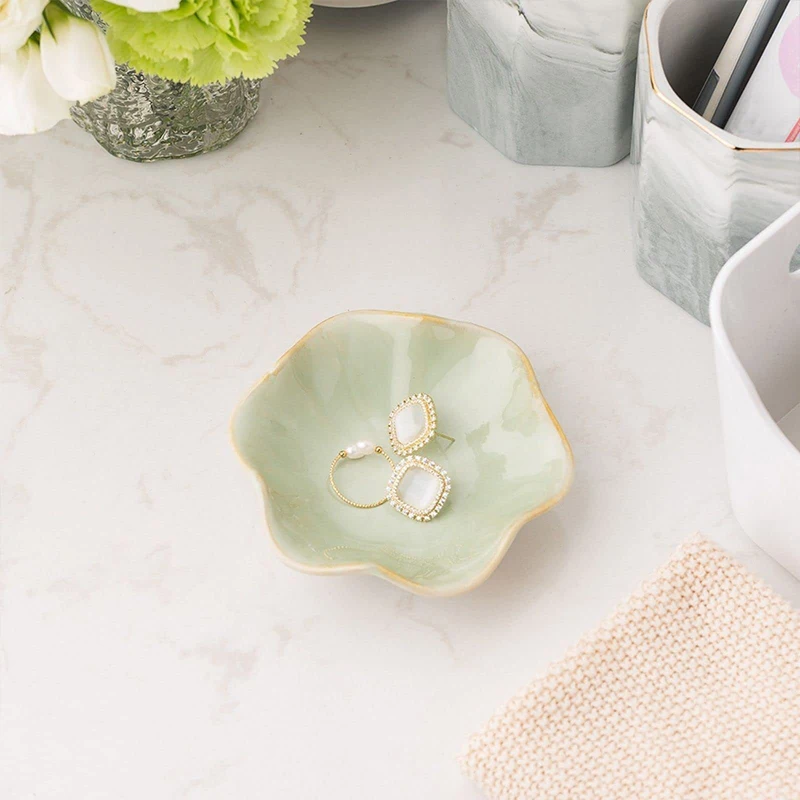 Lotus Jewelry Tray Ceramic Ring Dish Small Key Bowl Cute Ring Holder Trinket Dish  Great Jewelry organizing for woman