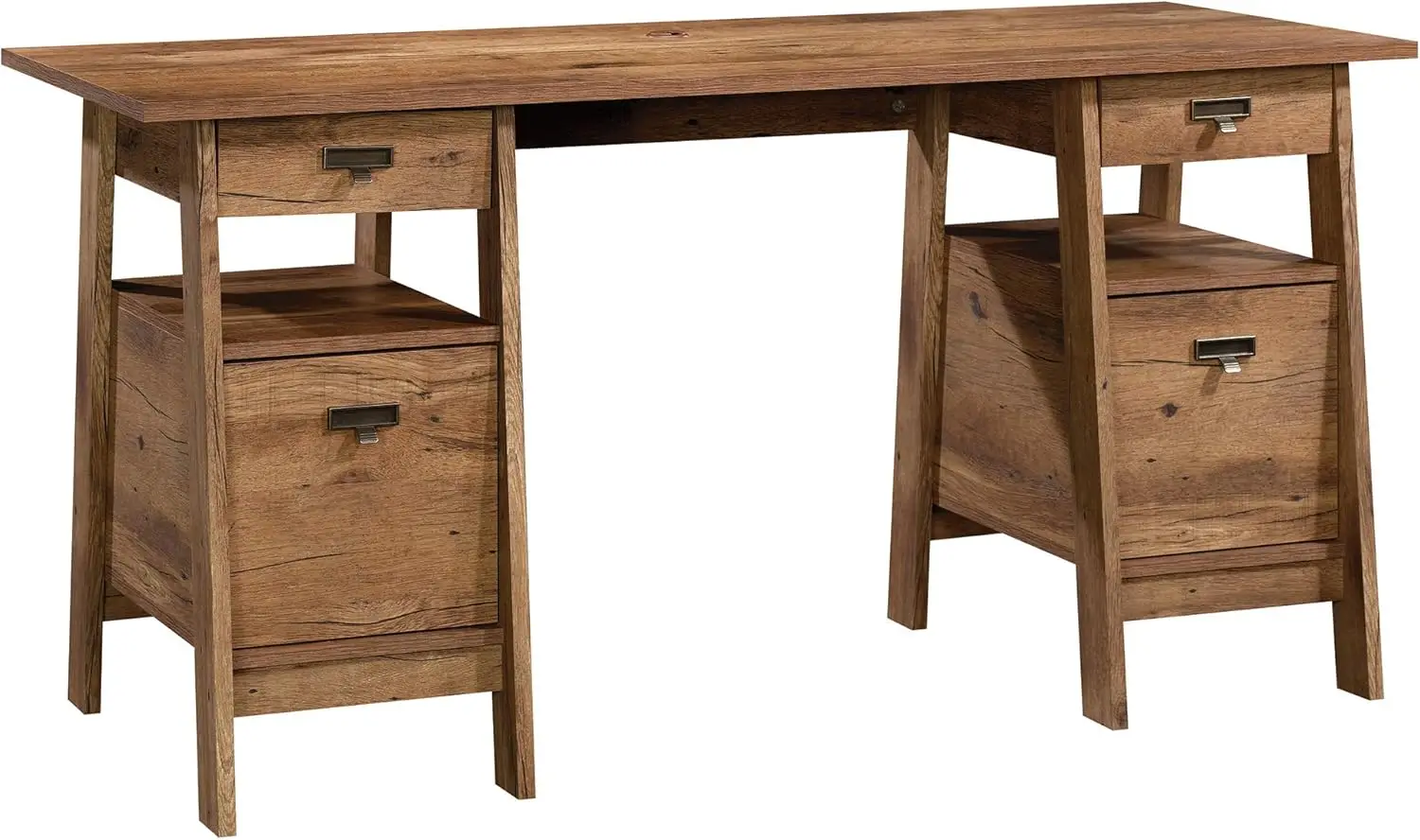 Trestle Executive Trestle Desk, Vintage Oak finish