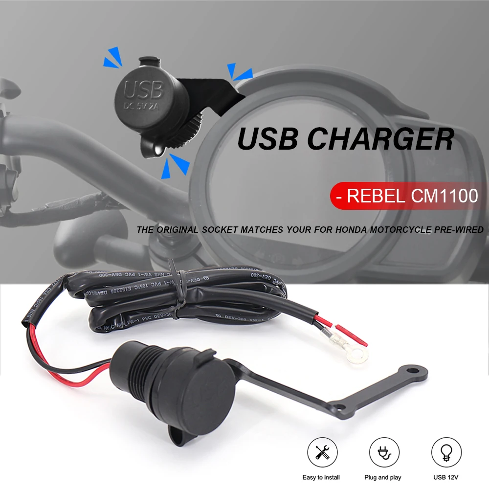 

2021 and below Dual Usb Charger Lighter Charger Cigarette Dual USB interface Charger Adapter Port For HONDA REBEL CM1100 CM 1100