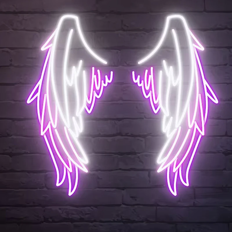 Imagem -05 - Custom Angel Wing Neon Signs Led Duas Asas Neon Sign Decoração de Salão de Beleza para Quarto Casa Bar Decoração da Parede