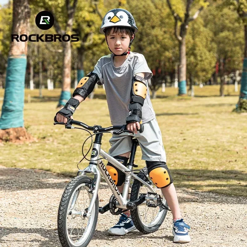 ROCKBROS 6Pcs/Set Kids Knee Pads Set Outdoor Sports Protective Gear Knee Pads Elbow Pads Wrist Guards Cycling Skating Roller