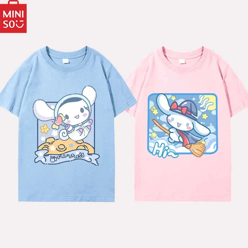 

New Kawaii Sanrio Children's Clothing Anime Cinnamoroll Cartoon T-shirt Summer Loose Casual Boys and Girls Tops Children Gift