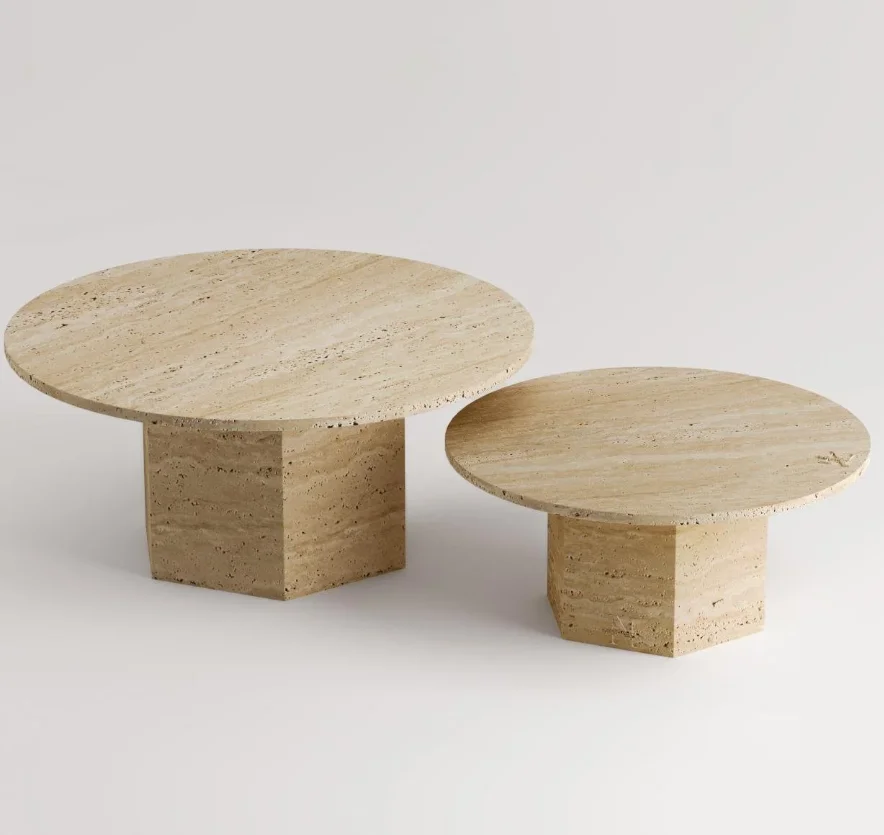 

#Modern Style Natural Travertine Round Coffee Table Home Furniture for Living Room