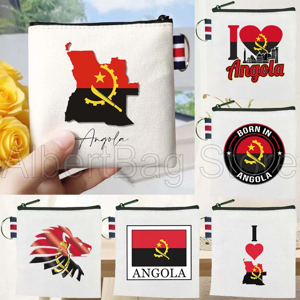 

Angola Country Map Flag Emblem Customized Gifts Canvas Coin Purse Bag Small Key Bag Travel Storage Card Bag Cotton Wallet Pouch