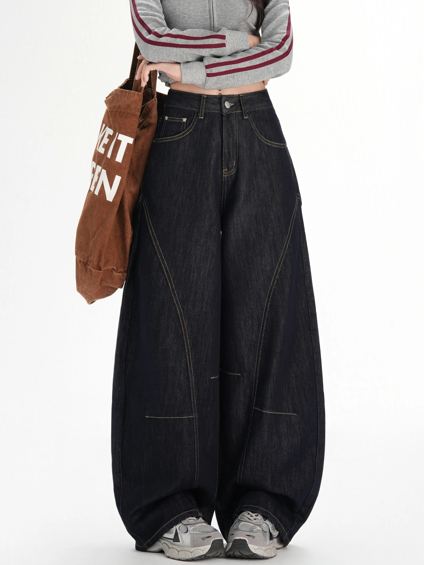 

American Style High Waist Wide Leg Jeans Women's Autumn Winter New Style Slimming Loose Straight Floor-Length Pants