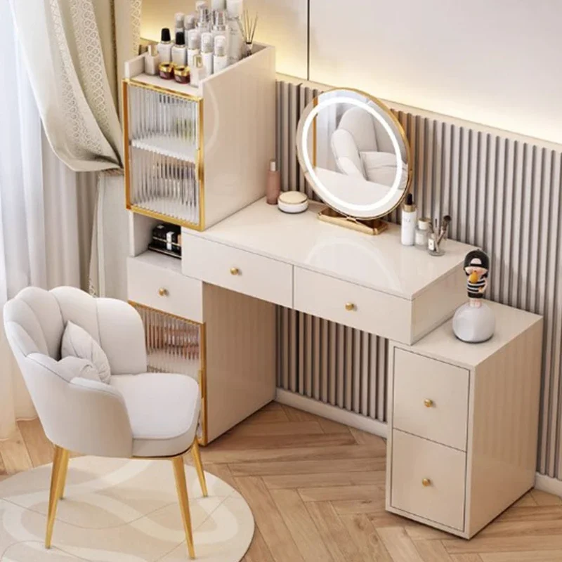 Nordic Luxury Dressing Table Bedroom Aesthetic Lights Dressing Table Makeup Mirror Penteadeiras De Maquiagem Salon Furniture