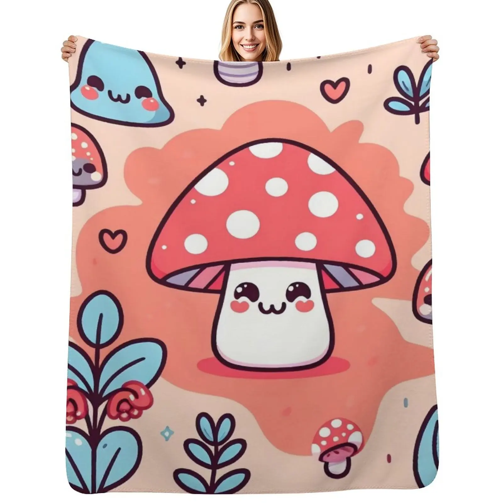 

Cute Toadstool Wallpaperr Pattern Throw Blanket Multi-Purpose Comforter funny gift Vintage Blankets
