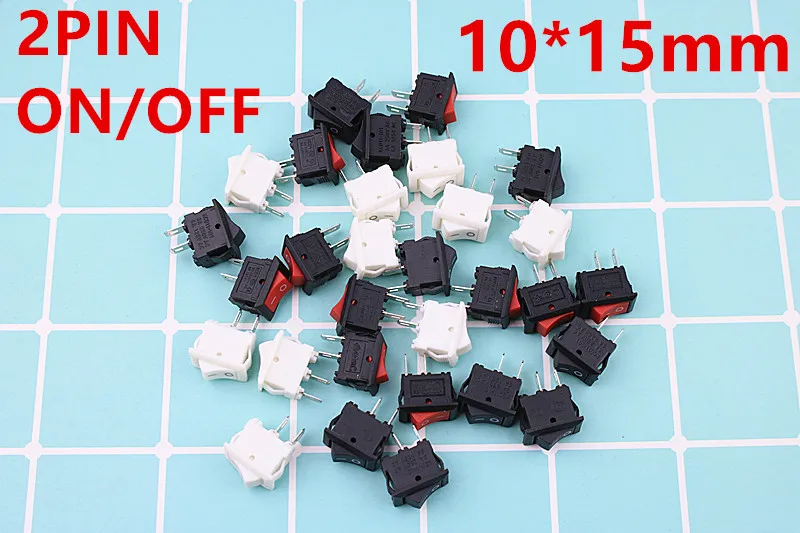 10pcs/lot 10*15mm SPST 2PIN ON/OFF G130  Rocker Switch 3A/250V Car Dash Dashboard Truck RV ATV Home Black