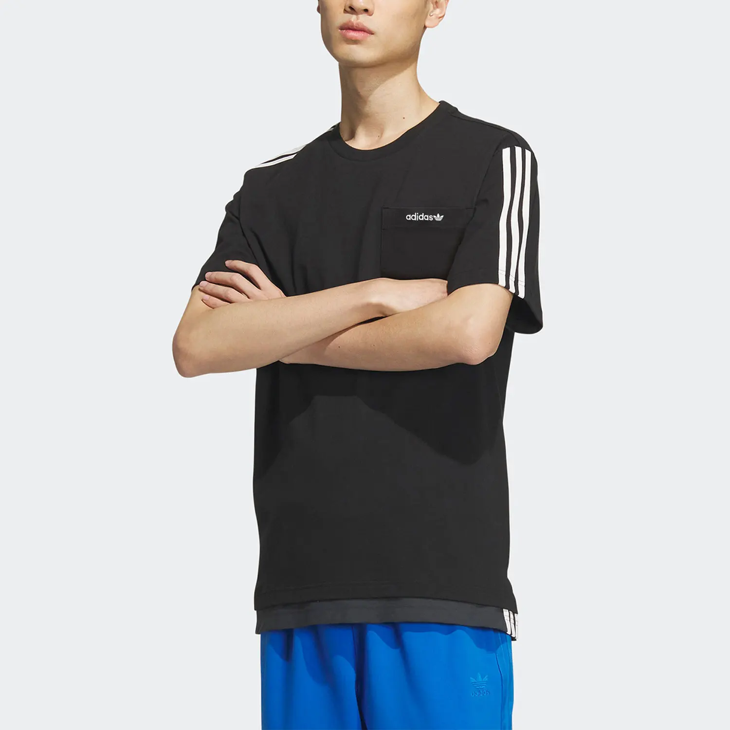 

Adidas genuine Three Stripes Men's Fashion Simple Breathable Short Sleeve T-Shirt IU4812
