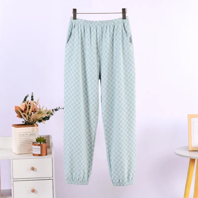 Pantalones De pijama De terciopelo fino para Mujer, pantalón holgado, a cuadros, para el hogar, primavera y otoño