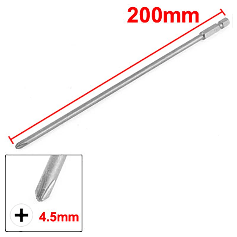 Imagem -02 - Uxcell 200 mm Longo Ph2 Phillips Chave de Fenda Elétrica Magnética Bit Hex Shank 4.5 mm Cabeça Cruz Parafuso Driver Bit Braço Longo