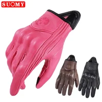 SUOMY Guantes Retro de cuero para motocicleta para mujer, Guantes rosas para bicicleta eléctrica, Guantes para Moto Luvas Da Motocicleta, manopla para ciclismo