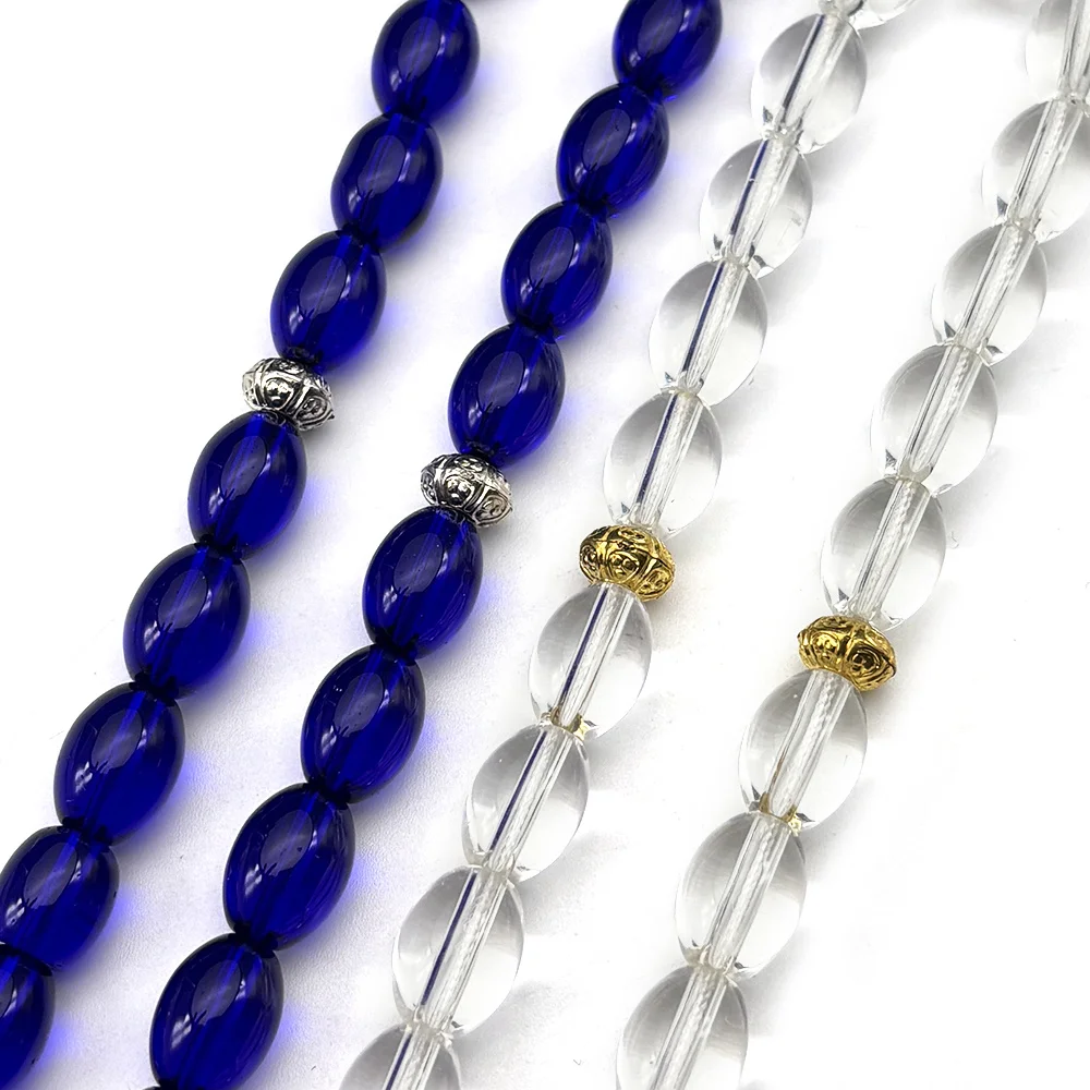 Islamic Tasbih Prayer Beads Keyring Allah Muslim Rosary Ramadan Eid Gift 33 Beads Glass Tasbih Allah Charm Keychain Jewelry