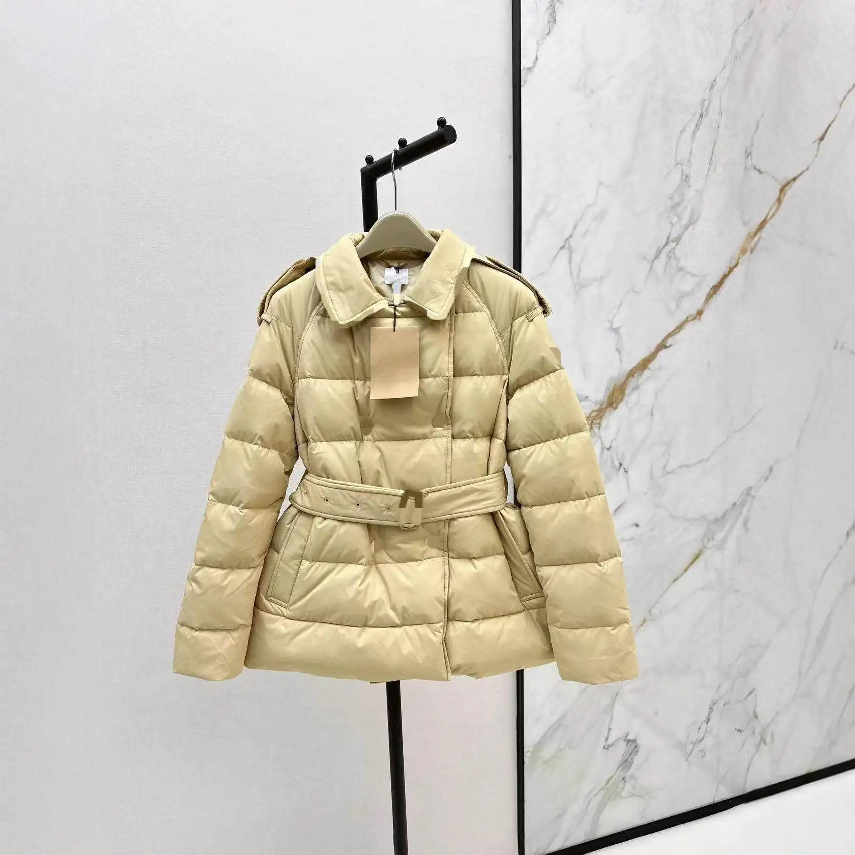 

Warmth Belted Coat Letter Embroidery Retro British Style Women's Fashion Autumn Winter Early Spring New Arrival H0129165813