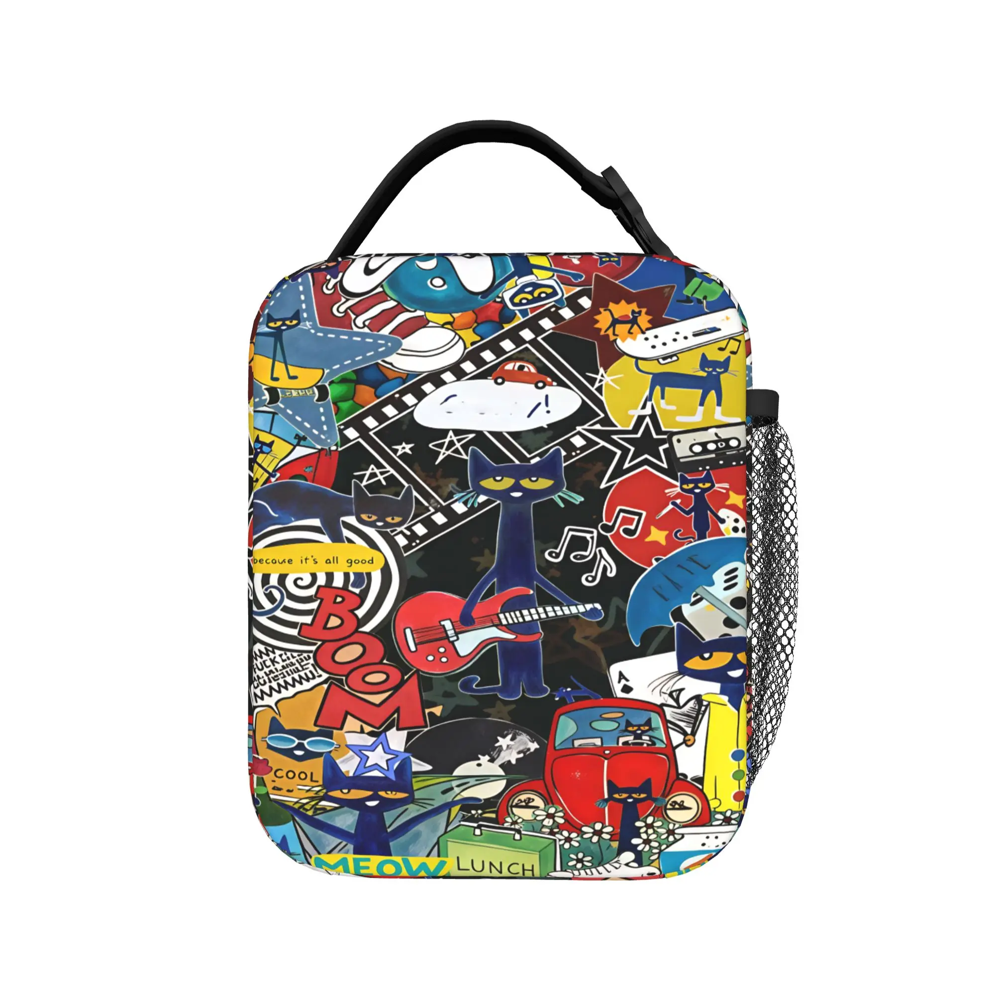 Pete The Cat I Love My White Shoes Cool Lunch Bag Portable Insulated Lunch Box Child Graphic Cooler Bag Thermal Lunch Bags