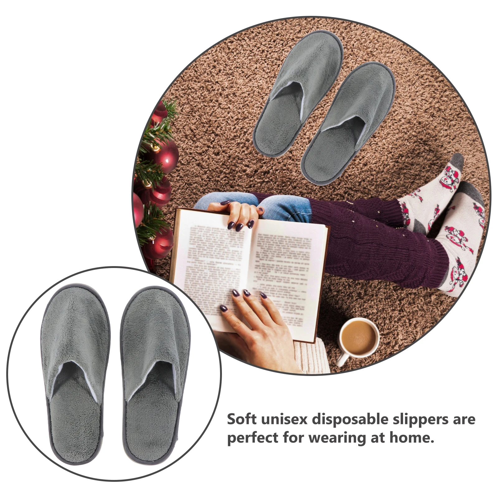 

5 Pairs Thickened Slippers Easy to Carry Sole Cotton Short Term Rental Coral Fleece Non-skid Safe Party