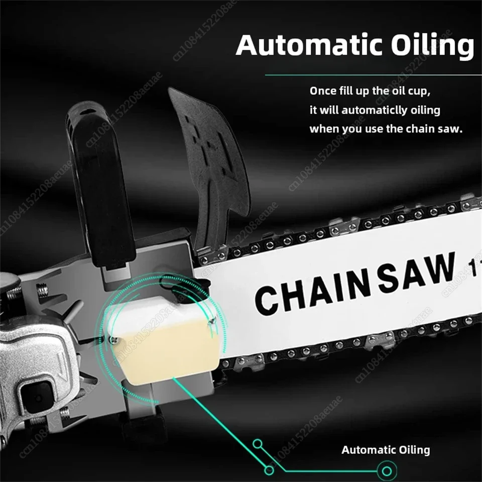 New 12 / 16Inch Chainsaw Attachment For Angle Grinder, Electric Chain Saw With Transparent Fuel Tank, Logging Saw