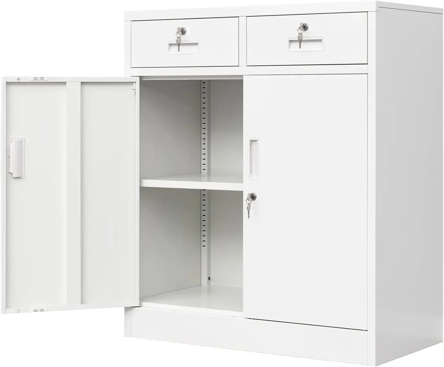 Metal Storage Cabinet, Locking Storage Cabinet with Adjustable Shelf, 36