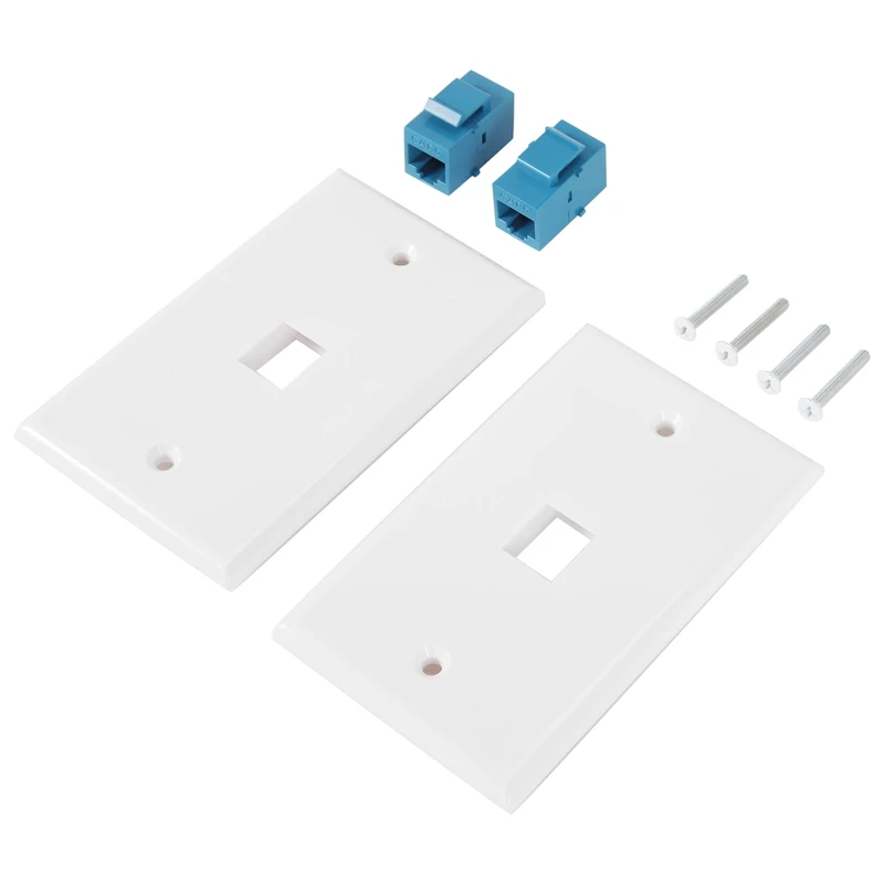 2-Pack Ethernet Wall Plate, RJ45 Cat6 Female To Female Jack Inline Coupler Face Plates