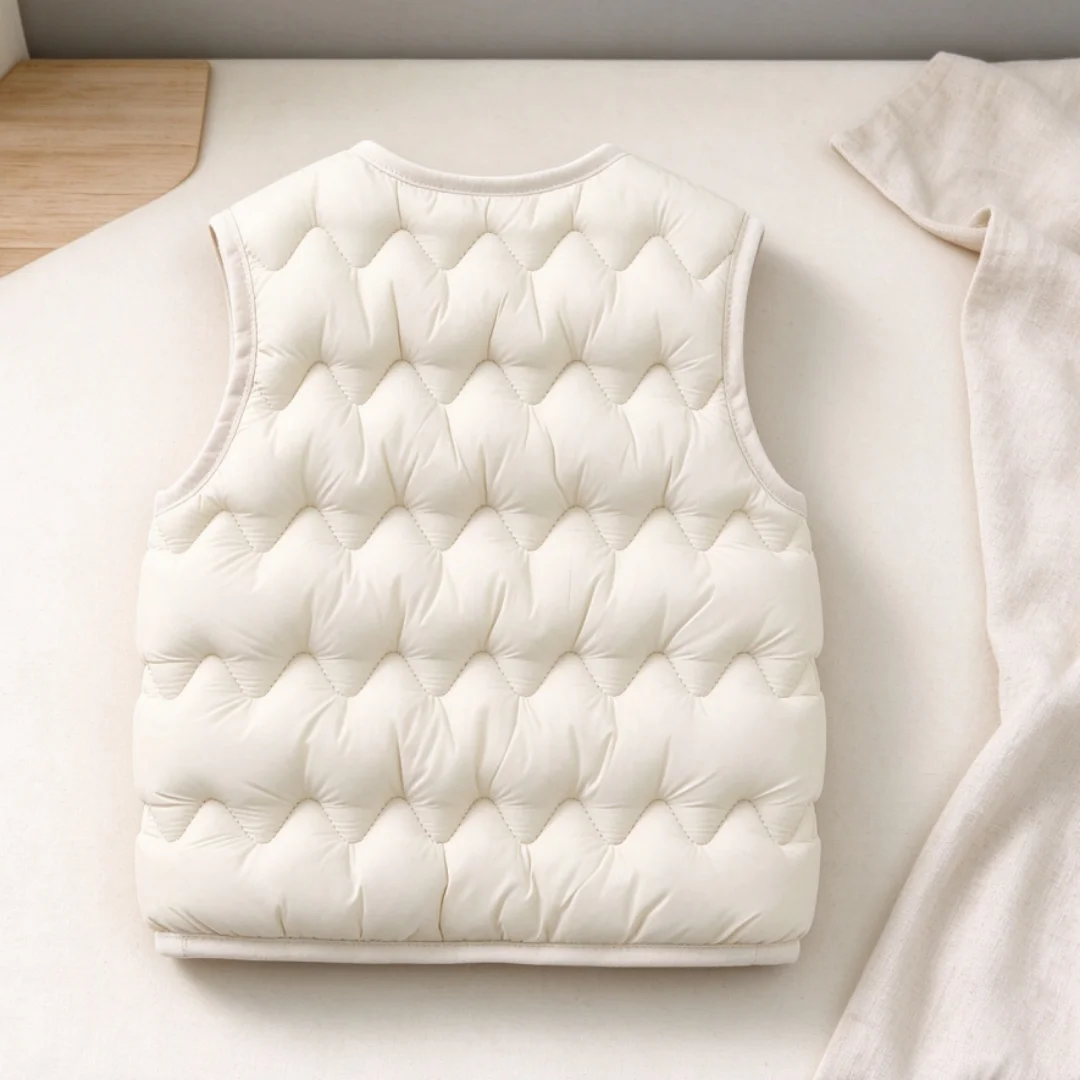 Winter New Kids Warm Solid Waistcoat Thickened Fleece Soft Wavy Quilting Children Vest Korean Style Clothes for Boys Girls