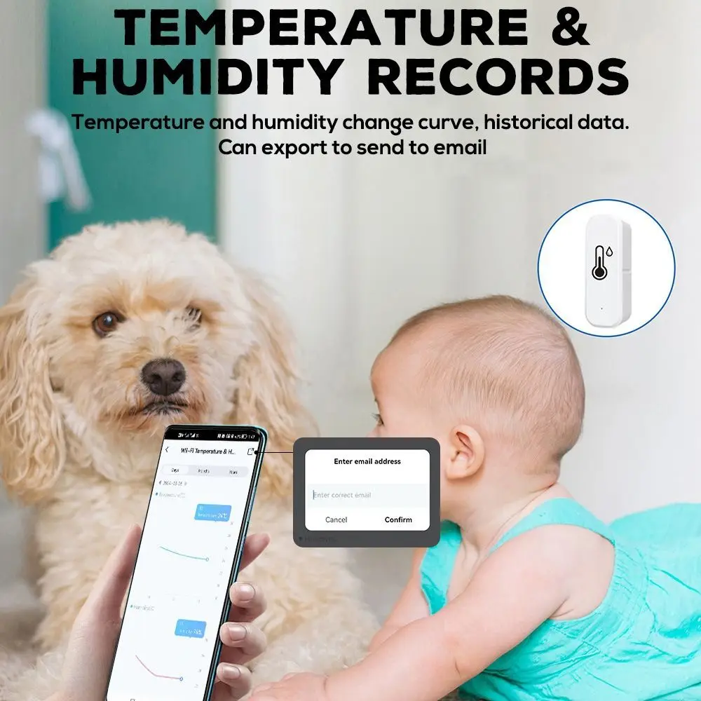 Smart WiFi Remote Temperature Humidity Sensor IP65 Waterproof Real-Time Monitoring Hygrometer Accurate Wireless Sensor Indoor
