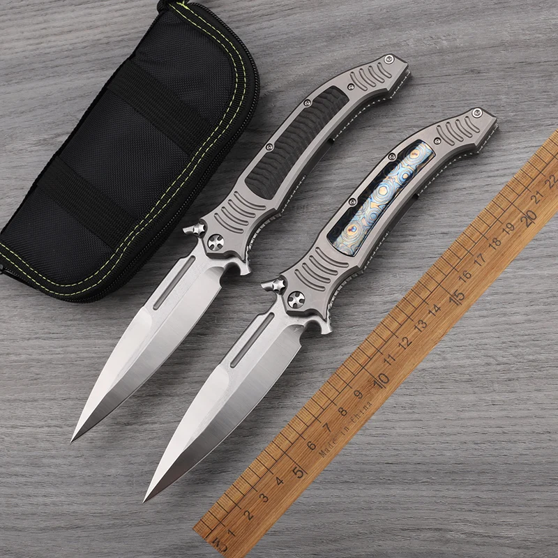 VG10 steel titanium alloy handle large folding knife outdoor self-defense camping survival high hardness sharp tool