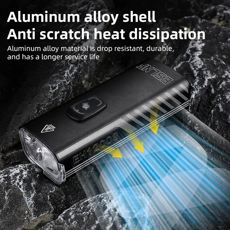 ESLNF ضوء الاستشعار الدراجة الخفيفة ركوب 1200 التجويف الطريق الجبهة ضوء مقاوم للماء طويل التحمل ليلة دراجة المصباح إضاءة دراجة هوائية