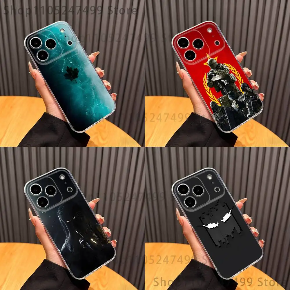 

R-Rainbow Game S-Six S-Siege Phone Case For iPhone 17,16,15,14,13,12,11 Pro,Max,Plus,X,XS,XR,SE4,E Mini Transparent Soft Cover