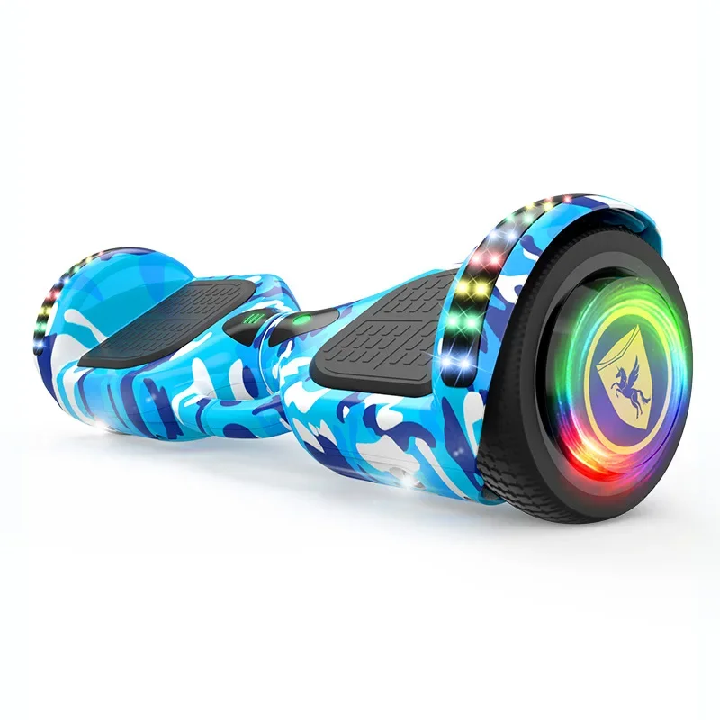 Auto-balanceamento elétrico hoverboard com luzes led, bateria de lítio para crianças, 6,5 ", 36v, 4400m, 10" pneus